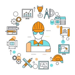 Illustration representing the concept of engineering and its various fields