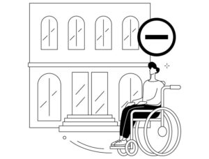 Inclusive Architectural Design featuring accessible architecture, ramps, tactile paths, multi-sensory environments, and human-centered spaces.